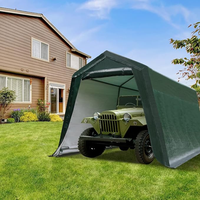 ERGOMASTER 10 Ft x 10 Ft Outdoor Carport Patio Storage Shelter Metal Frame and - Image 2