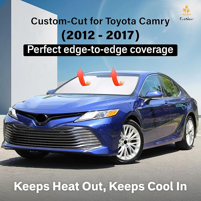 Econour Windshield Sun Shade for 2012-2017 Toyota Camry Custom Fit Sun Shield - Image 2