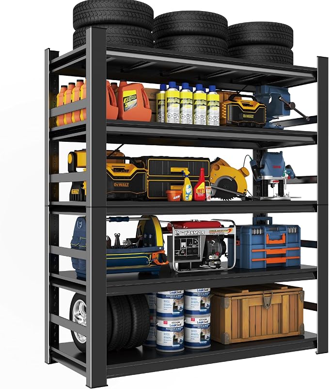 Heavy Duty 5-Tier Garage Shelf Steel Unit 3000lb Capacity | Garage & Basement by HYMNXEMO