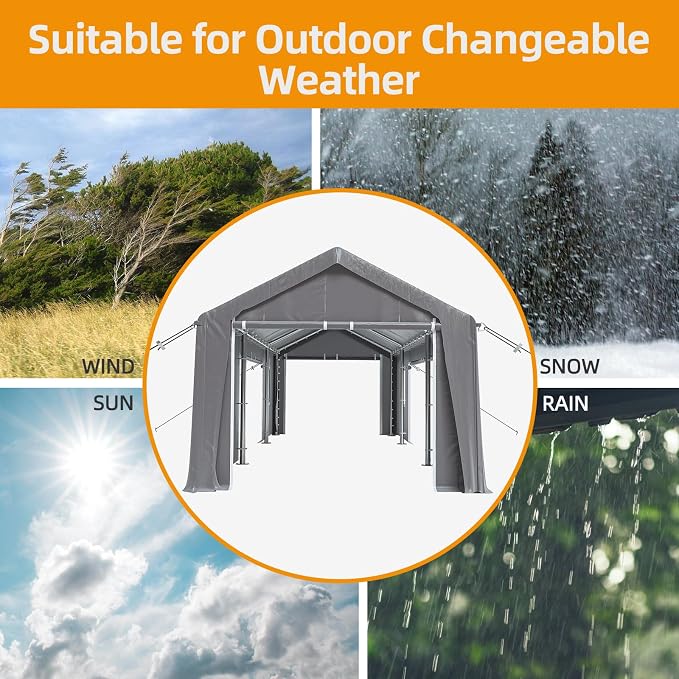 12x20ft Heavy Duty Carport Outdoor Canopy Portable Garage - Image 5