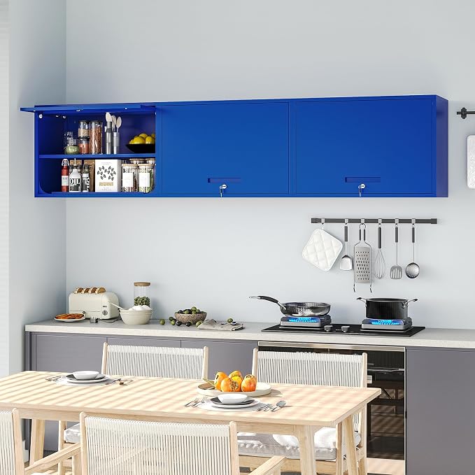 Metal Wall Cabinet with Locking Door and Shelf, Hanging Garage Cabinets with - Image 6