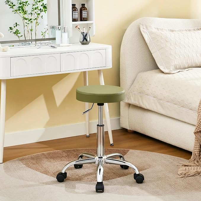 Tattoo Stool with Wheels, Adjustable Rolling Massage Chair19.5’’-26.6’’ by FIRAVOE
