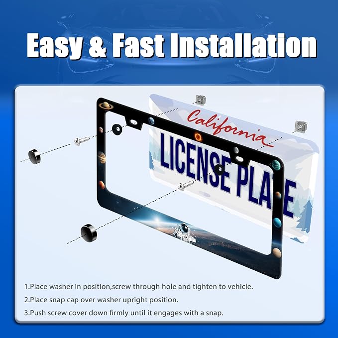 Planets License Plate Frame Funny Beautiful Space License Plate Stainless Steel - Image 3