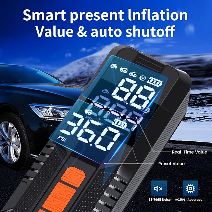 Tire Inflator Portable Air Compressor, 6X Faster 180 PSI Cordless Air Compressor - Image 5