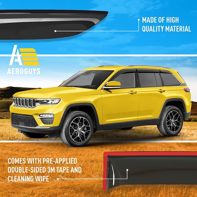 Extra Durable Window Deflectors Tape-On Window Visors Rain Guards Fit - Image 6