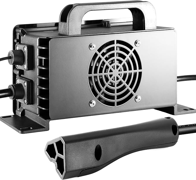 1400W Lead Acid Battery Charger 48 Volt 15 AMP 3-Pin Triangular Plug EZGO RXV & by Eliumsync