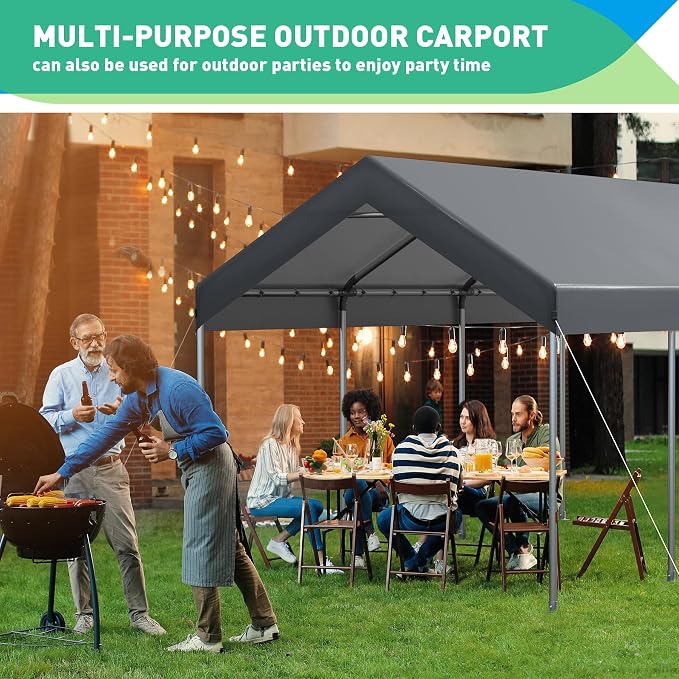 12X20 Ft Heavy Duty Carport Canopy, Portable Garage, Car Tents, Reinforced - Image 6
