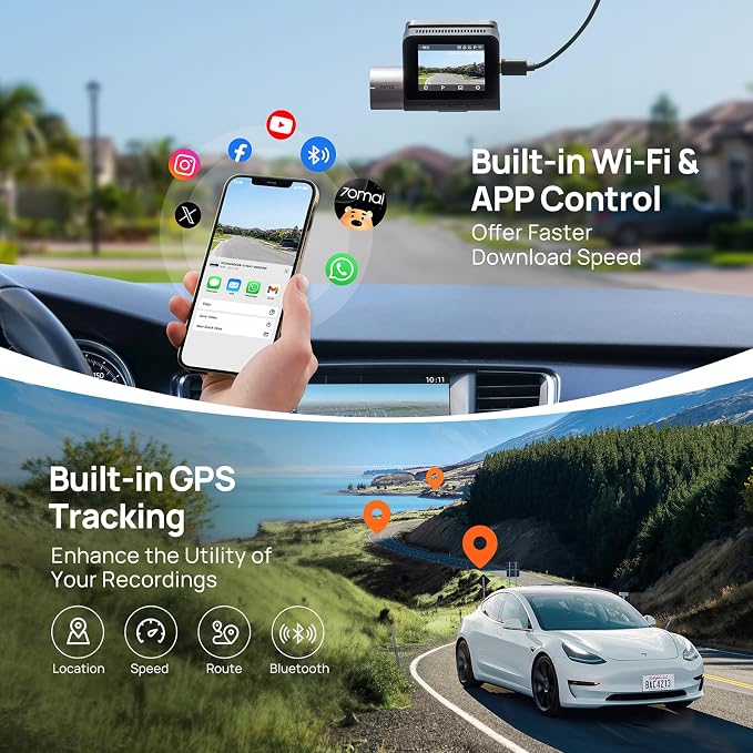 70mai Dash Cam Front and Rear A510, 1944P+1080P - Image 9