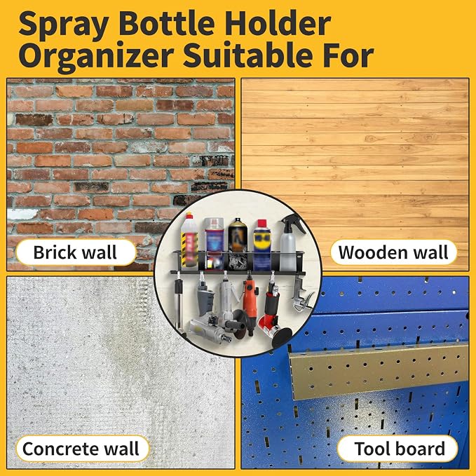 4 Pack Aerosol Spray Can Holder Rack, Wall Mounted Spray Bottle Holder Heavy - Image 6