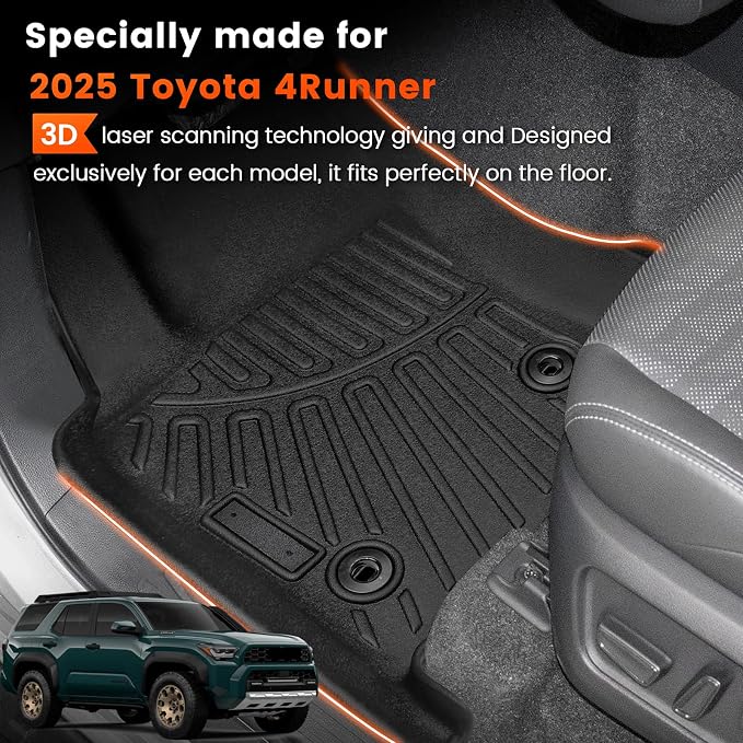 KMF Custom Fit Floor Mats for Toyota 4Runner 2025 Accessories, 5 Seats All - Image 2