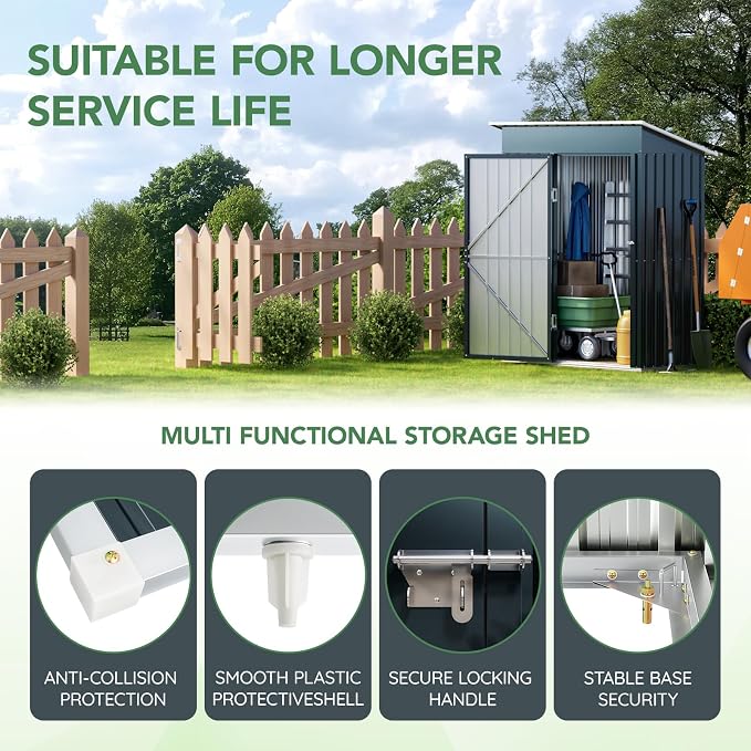 5X3X6.1FT Outdoor Steel Storage Shed - Image 5