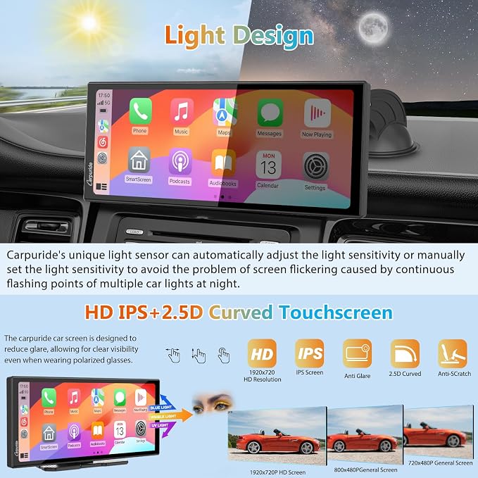 CARPURIDE W125S 11.26 Inch HD Wireless Carplay & Android Auto Screen, 4K - Image 9