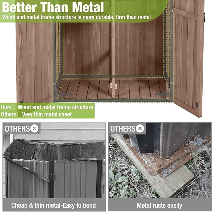 GUTINNEEN Sheds Outdoor Storage Wooden Garden Tool Shed - Image 5