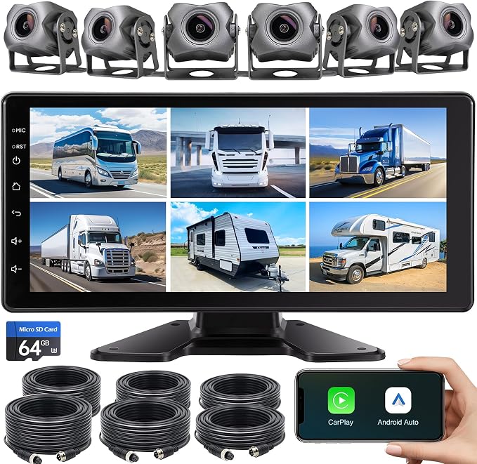 6-Channel 1080P Dash Cam Backup Camera System by Seventour