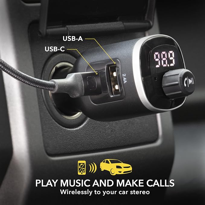 Scosche BTFM8 Bluetooth FM Transmitter Car, Dual 12W USB-C and USB-A Charging - Image 4