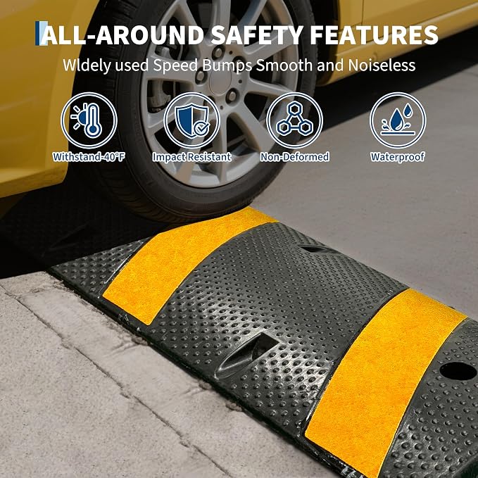 3 PCS 6FT Speed Bumps Wite End for Road, Heavy-Duty 25, 000 Lbs Capacity - Image 8