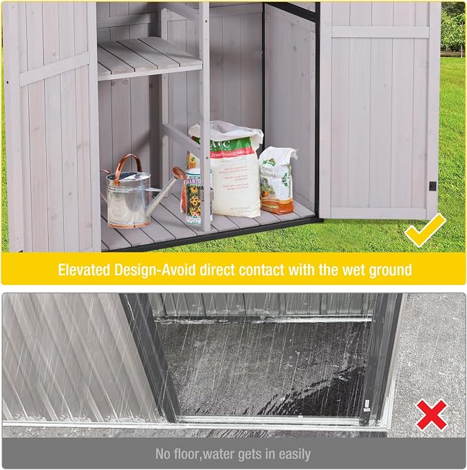 Outdoor Storage Shed, Vertical Wooden Tool Shed - Image 5