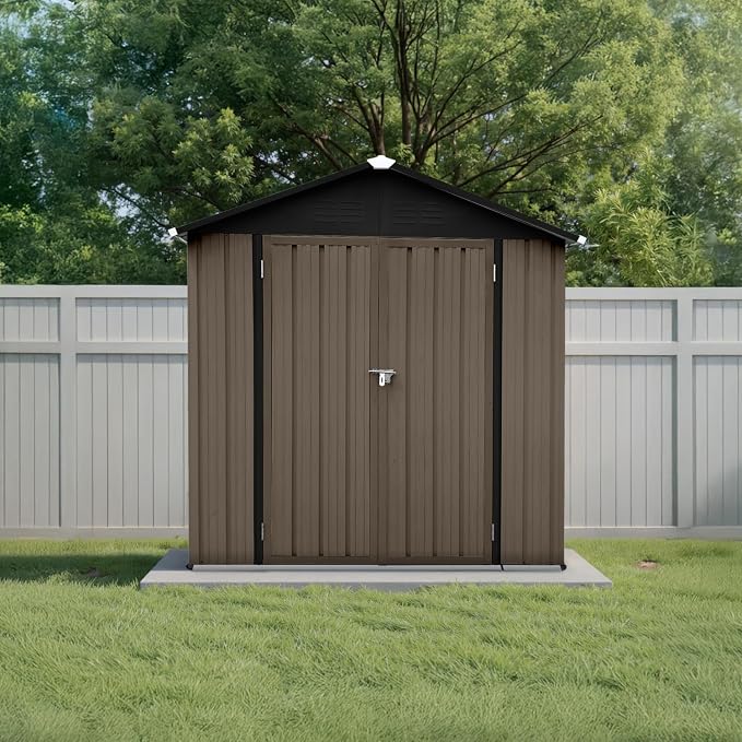 6' x 4' Outdoor Storage Shed, Sturdy Metal Building w/Lockable Doors by Unknown