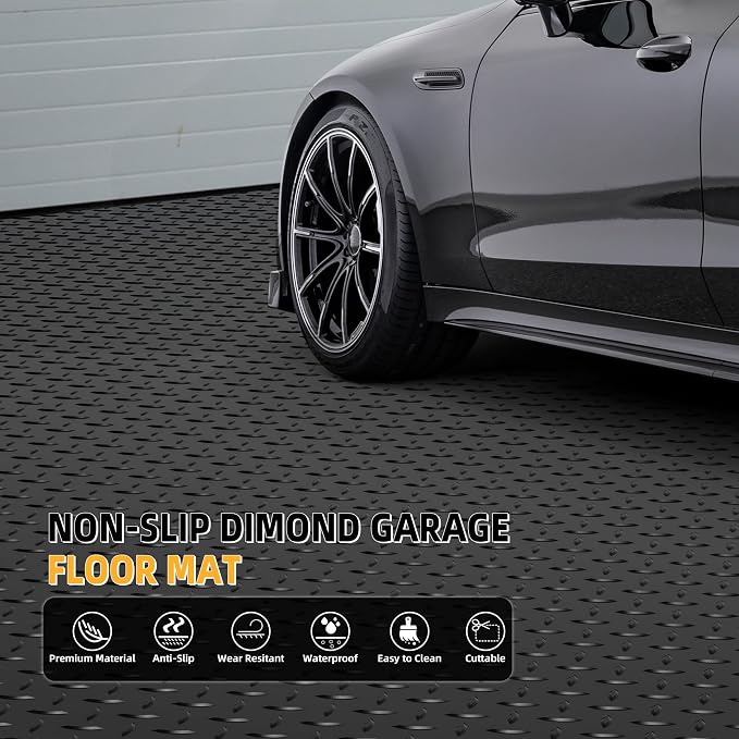 4x6 FT Garage Floor Mat, Thickned Diamond Plate Garage Flooring Roll 24sqtt PVC - Image 2