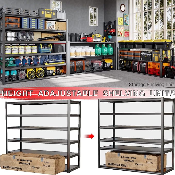 60" W Garage Shelving Heavy Duty, 6 Tier Garage Shelves, Commercial Metal - Image 4