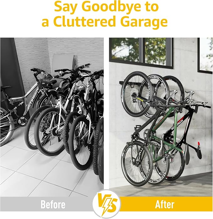 monTEK Enhanced Bike Storage Rack, Adjustable 3-Bike and 2-Helmet Hangers - Image 8