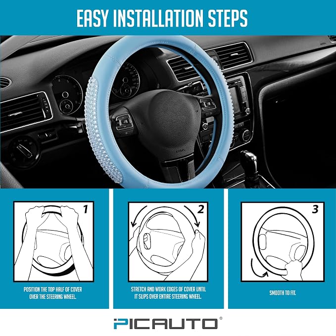 PIC AUTO Gel Particles Steering Wheel Cover, Universal Fit 14.5"-15.5" - Image 7