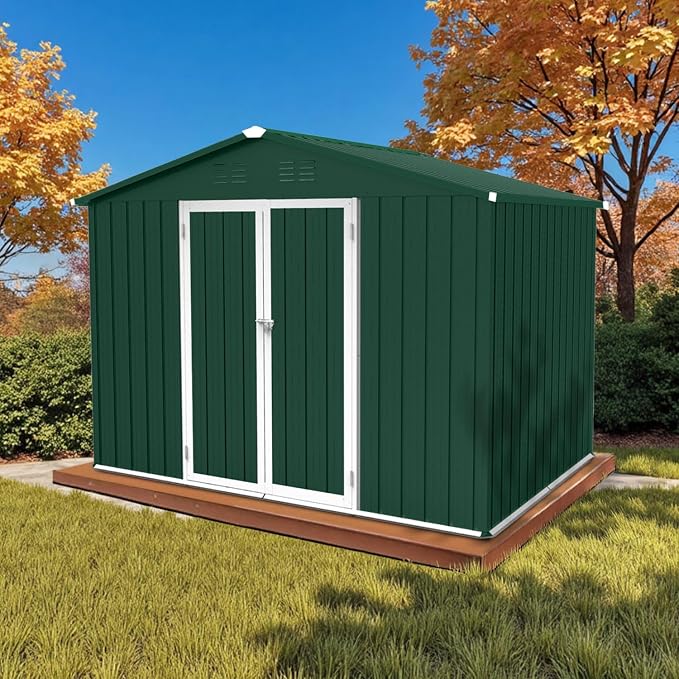 8' x 6' Outdoor Storage Shed, Sturdy Metal Building w/Lockable Doors by Unknown