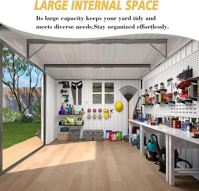 10x12x6.7FT Outdoor Storage Shed, Galvanized Steel Garden Shed - Image 3