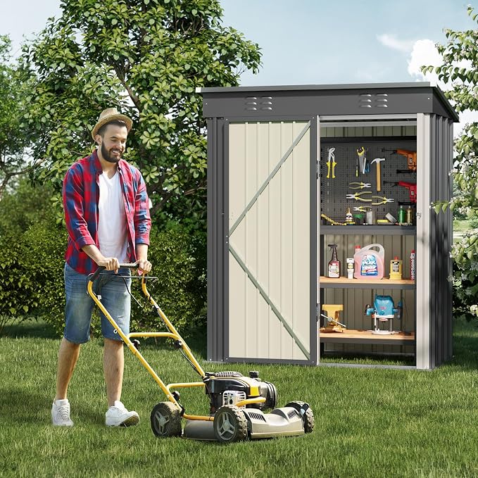 Bealife 5' x 3' Outdoor Storage Shed Clearance, Metal Outdoor Storage Cabinet - Image 2