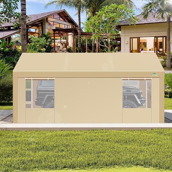COBIZI Carport 10x20ft Heavy Duty Portable Garage, 2.0 Powder Coated Frame - Image 8