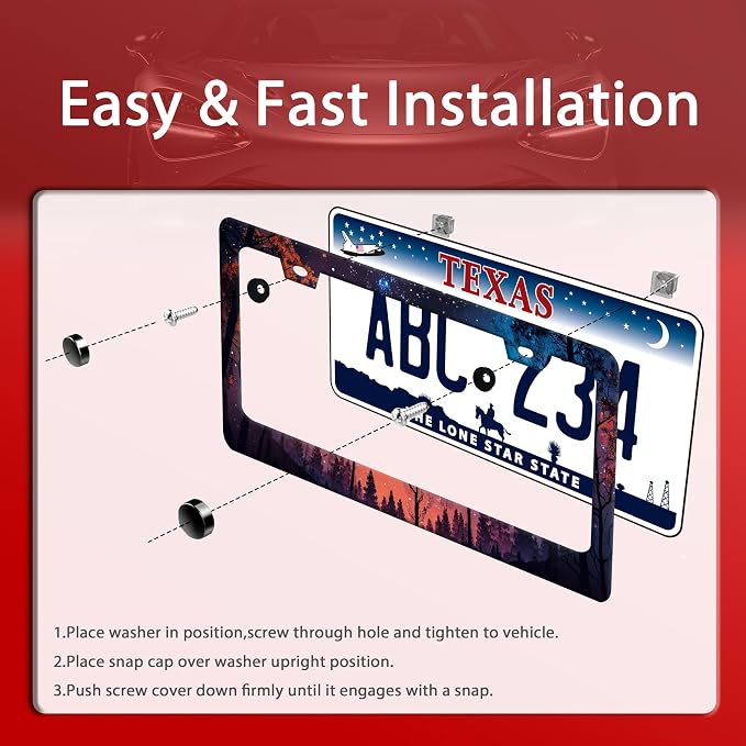 Night Starry Forest License Plate Frame Beautiful Night License Plate Holder - Image 3