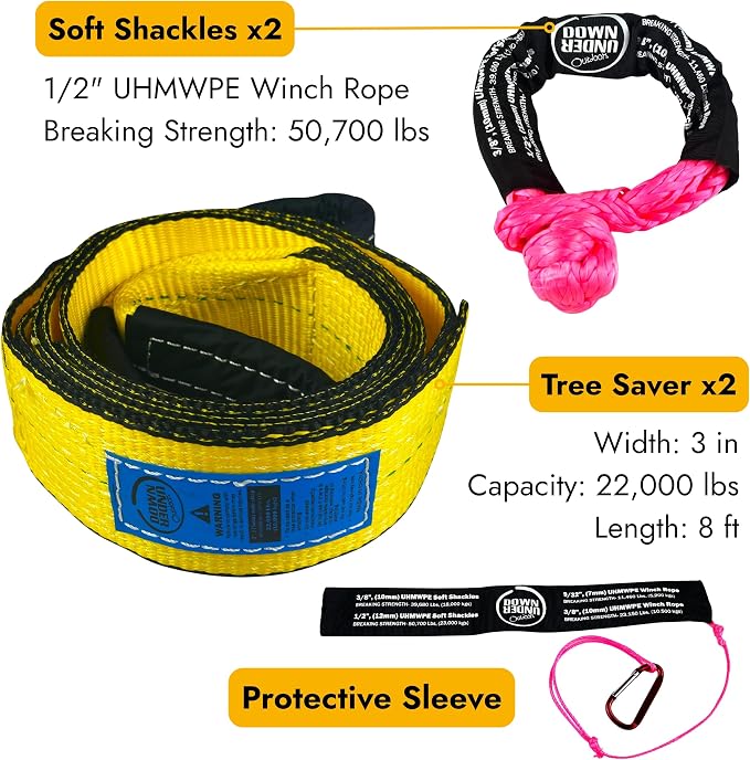 DOWN UNDER OUTDOORS Heavy Duty Game/Log/4x4 Recovery Kit, Deer Drag, 550 ft of - Image 3