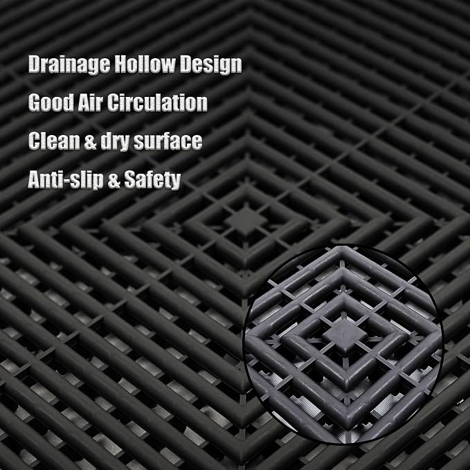 24 Pack 16"x 16"Interlocking Garage Floor Tiles, Modular Drainage Floor Mat - Image 3