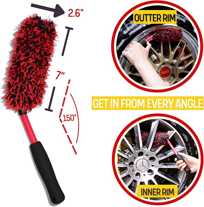 Metal Free Microfiber Wheel Brush Kit- Microfiber Angled Wheel Brush, Long - Image 4