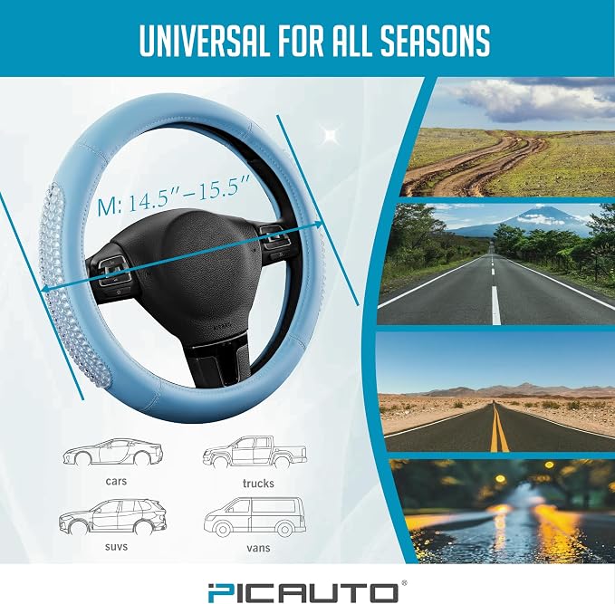 PIC AUTO Gel Particles Steering Wheel Cover, Universal Fit 14.5"-15.5" - Image 6