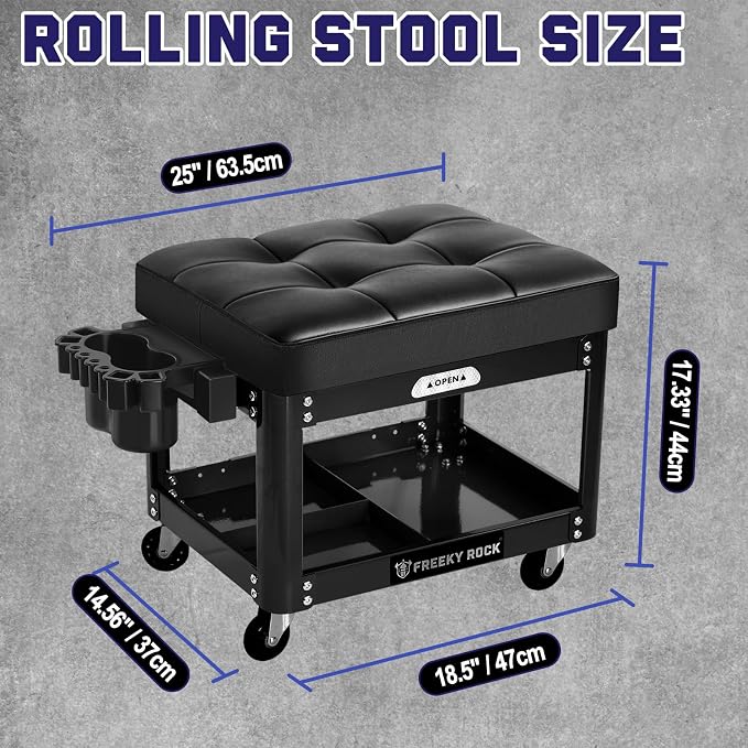Rolling Mechanic Shop Stool - Image 2