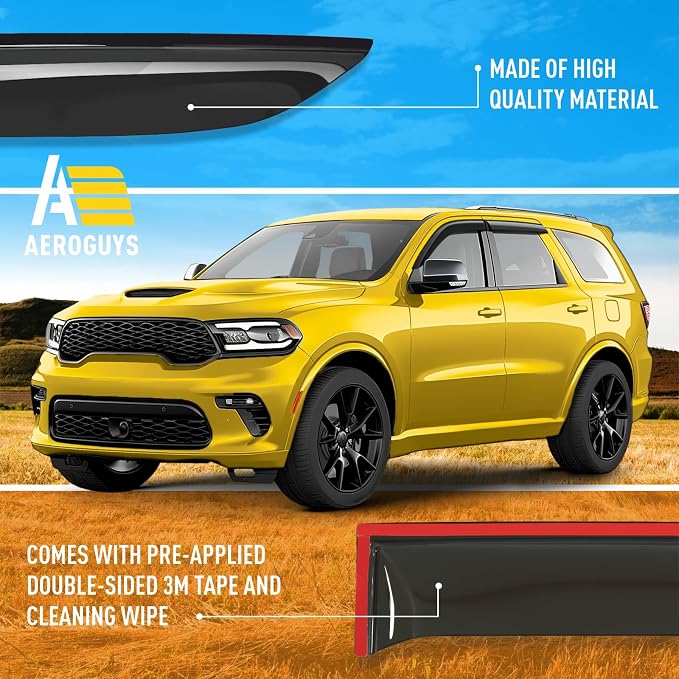 Extra Durable Window Deflectors Tape-On Window Visors Rain Guards Fit - Image 6