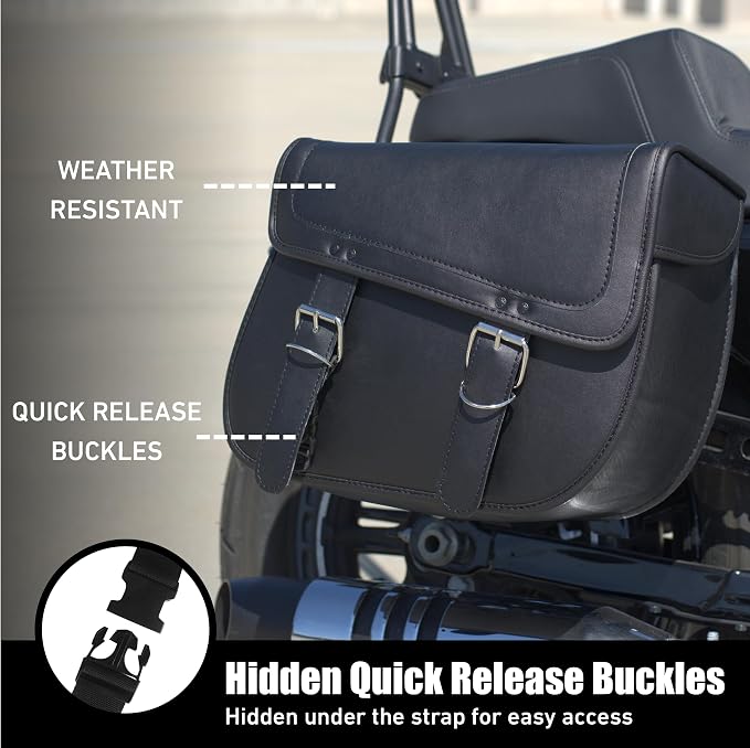 Nomad Leather Motorcycle Saddlebags Large Quick-Easy Universal Fit Throw Over - Image 2