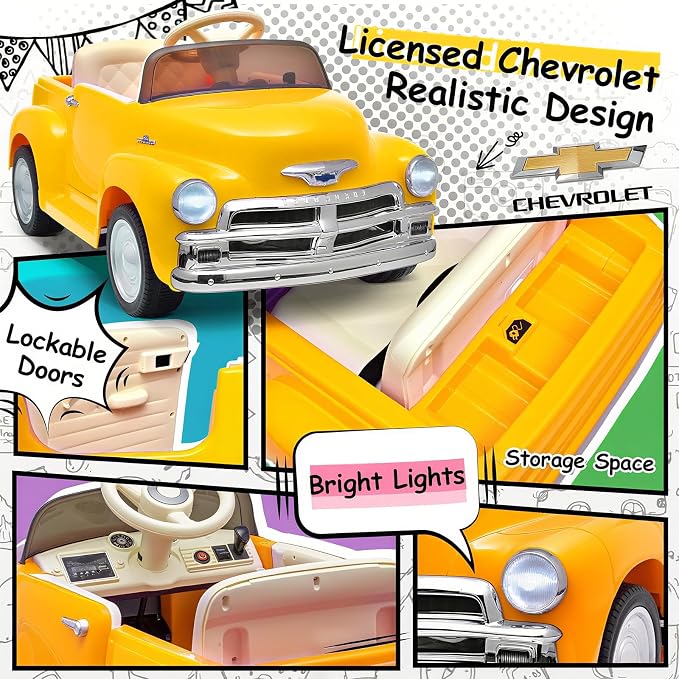 Joywhale 12V Kids Ride on Car Licensed Chevrolet 3100 Pickup Battery Powered - Image 7