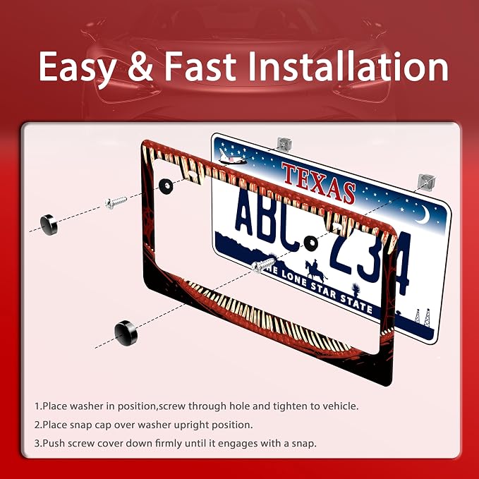 Funny Bloody Teeth License Plate Frame Scary Mouth License Plate Holder - Image 3