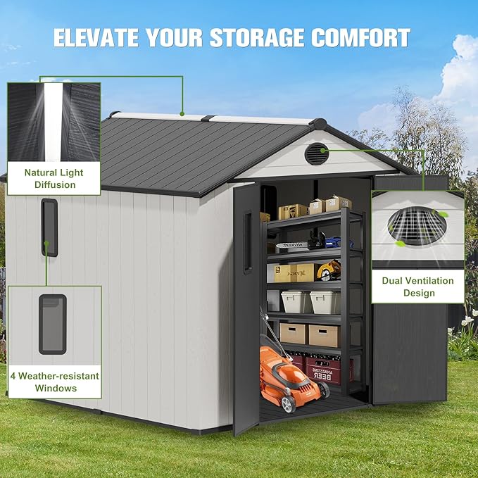 COOS BAY Resin Outdoor Storage Shed - Image 4