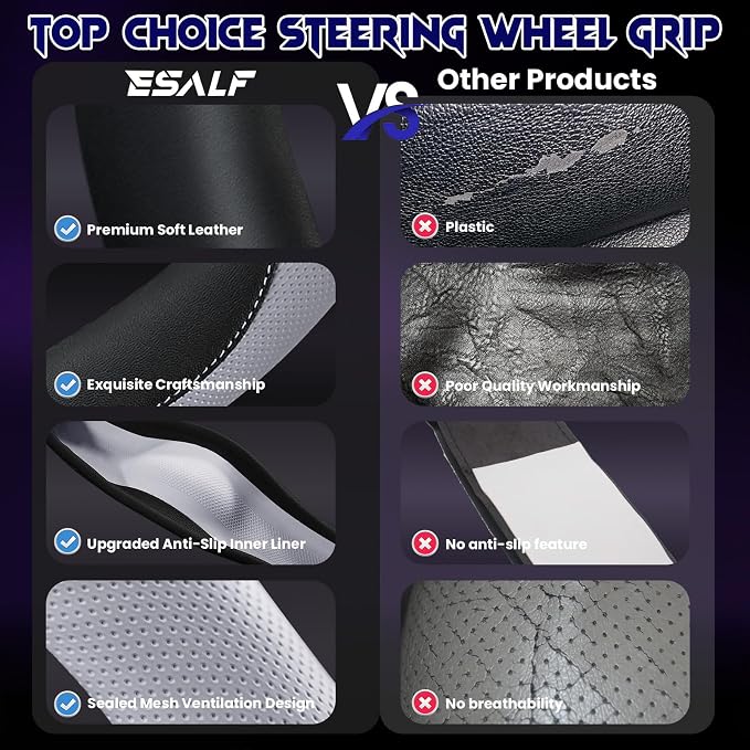 Soft Leather Steering Wheel Cover - Image 2