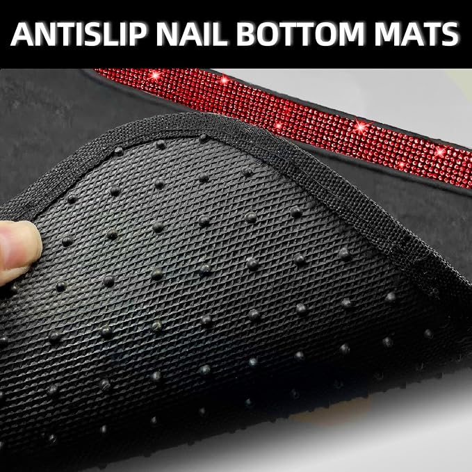 NBTEPEM Red Bling Car Floor Mats Full Set, Universal Fit Most Cars - Image 5