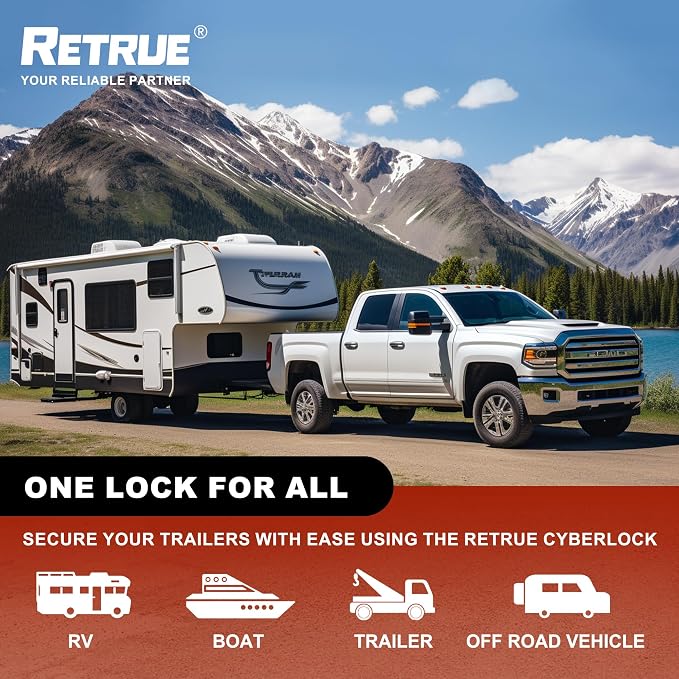 RETRUE Trailer Tongue Coupler Lock, Upgrade Trailer Cyberlock Extra Wide 1.2'' - Image 6