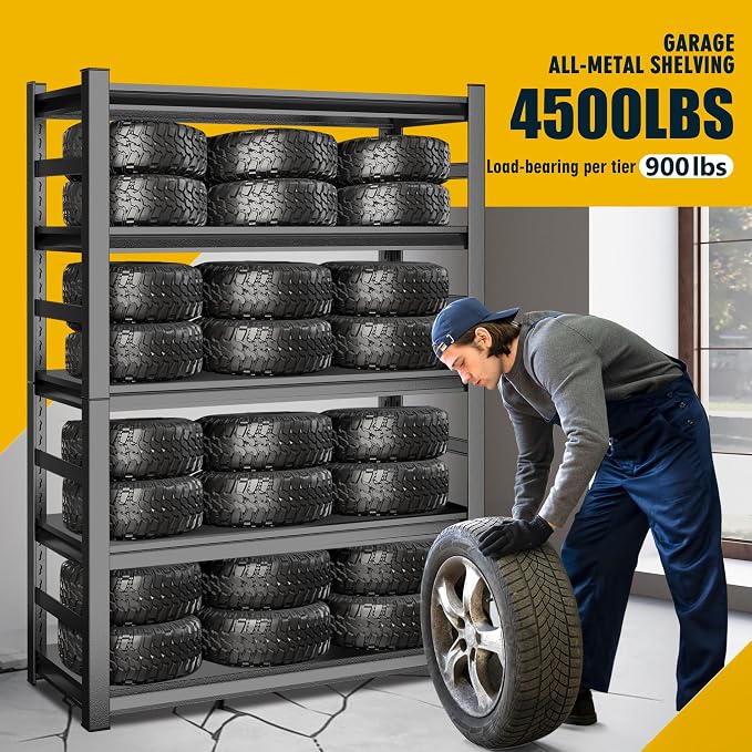 78" H, Metal Garage Shelving Heavy Duty 5-Tier Adjustable Storage Shelves Easy - Image 4