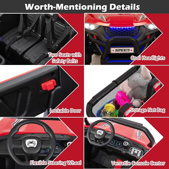 Costzon 2-Seater Ride on Car for Kids, 12V Kids' Electric Vehicles w/Remote - Image 6