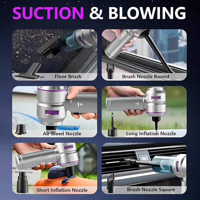 Car Vacuum, 4-in-1 Mini Cordless Vacuum Cleaner - Image 5