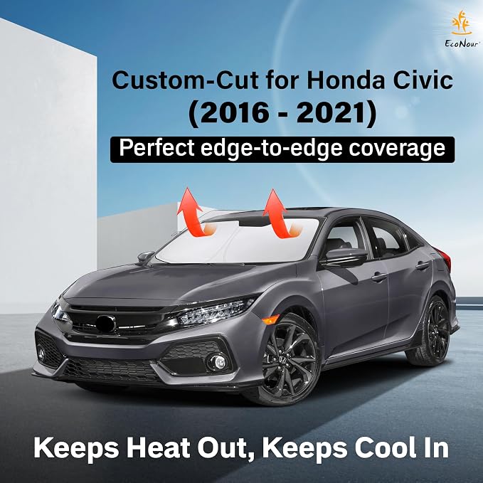 Econour Windshield Sun Shade for Honda Civic 2016-2021 Sunshade Foldable Window - Image 2