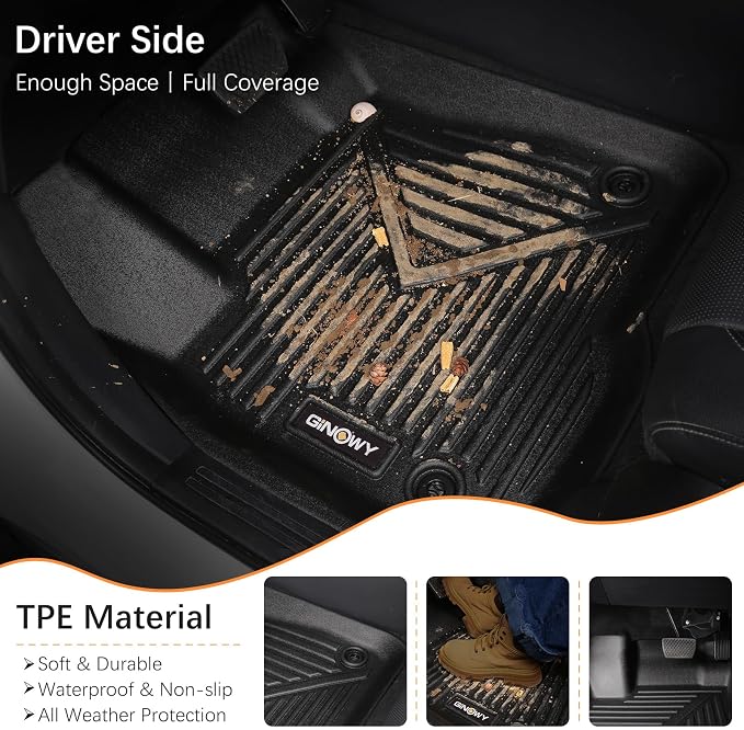 GINOWY- Floor Mats for Kia K5 2021-2024 2025 for Hyundai Sonata 2020-2025 - Image 2