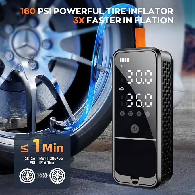 Tire Inflator Portable Air Compressor, 160 PSI Air Pump - Image 2